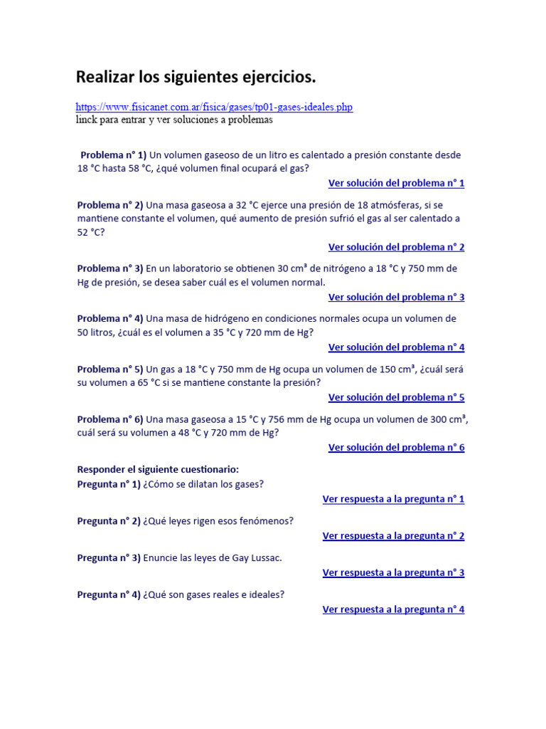 Ejercicios y Problemas de Gases Ideales | PDF | Gases | Mole (Unidad)