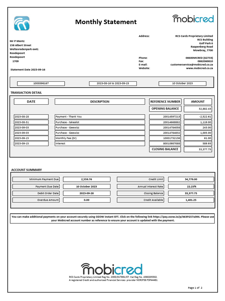 RCS Client Statement | PDF | Credit Card | Economies