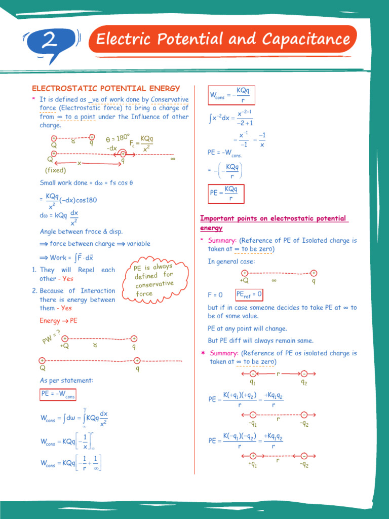 Electrostatic Potential Energy Explained | PDF | Electrostatics | Electron