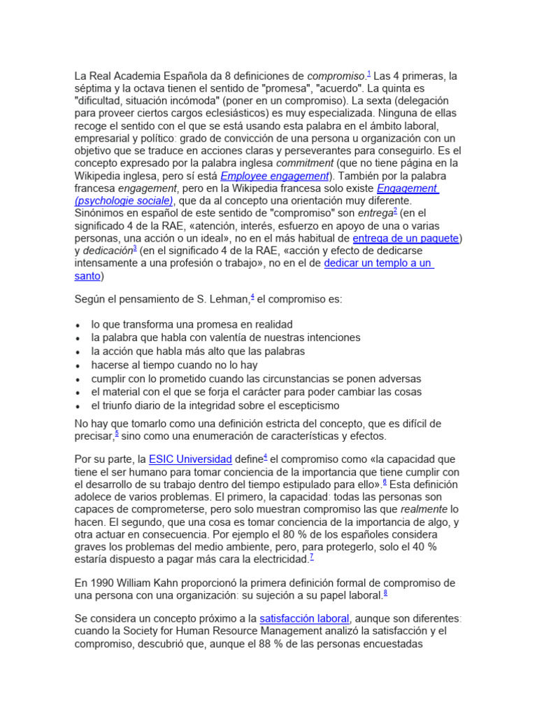 Compromiso: Definiciones y Contextos | PDF