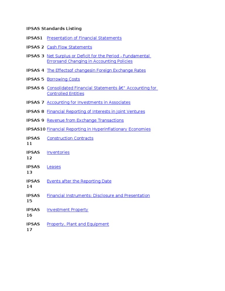 Comprehensive IPSAS Standards Guide | PDF