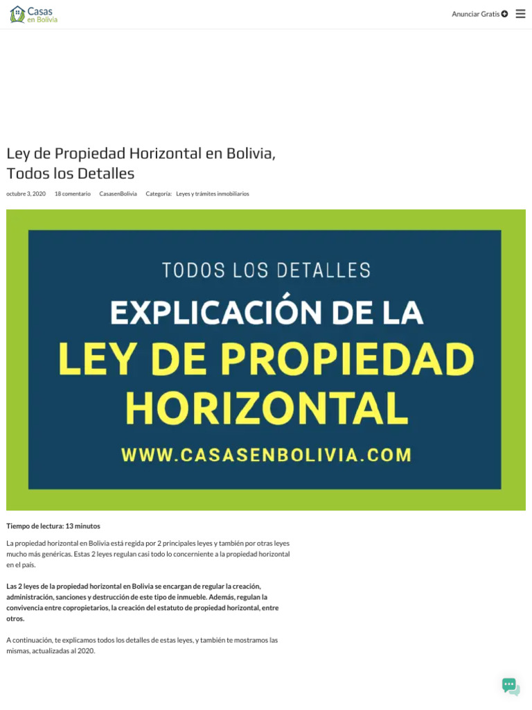 Ley de Propiedad Horizontal en Bolivia | PDF | Condominio | Propiedad