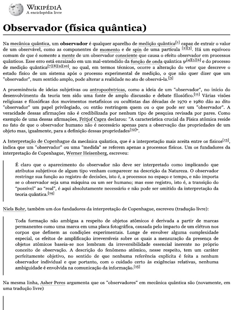 Tudo Sobre Observador (Fisica Quantica) | PDF