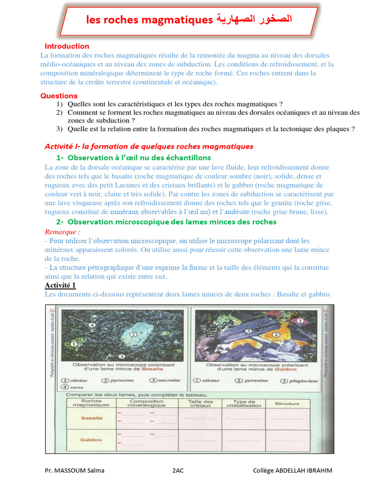 Les Roches Magmatiques | PDF | Roche magmatique | Granit