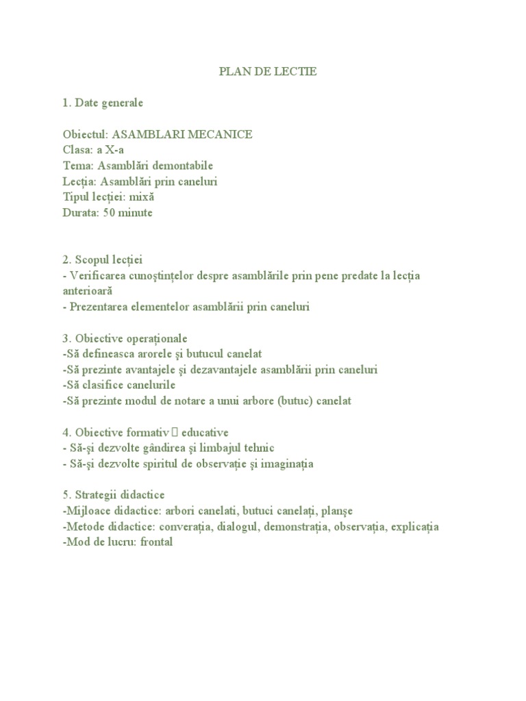 Plan de Lectie | PDF