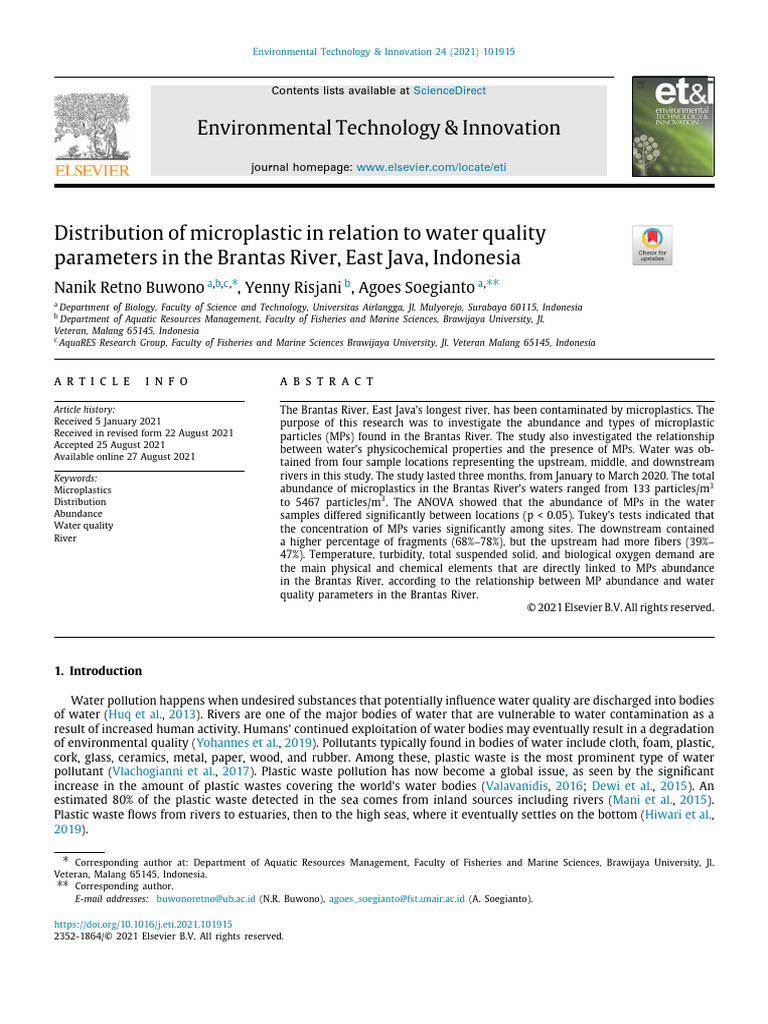 Microplastic Distribution in Brantas River | PDF | Water Quality ...