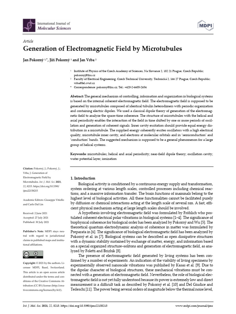 Generation of Electromagnetic Field by Microtubules | PDF ...