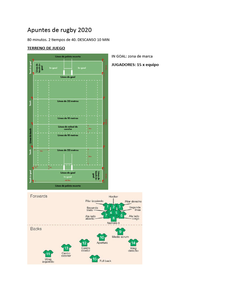 RUGBY RESUMEN Unlam | PDF | Fútbol rugby | Deportes