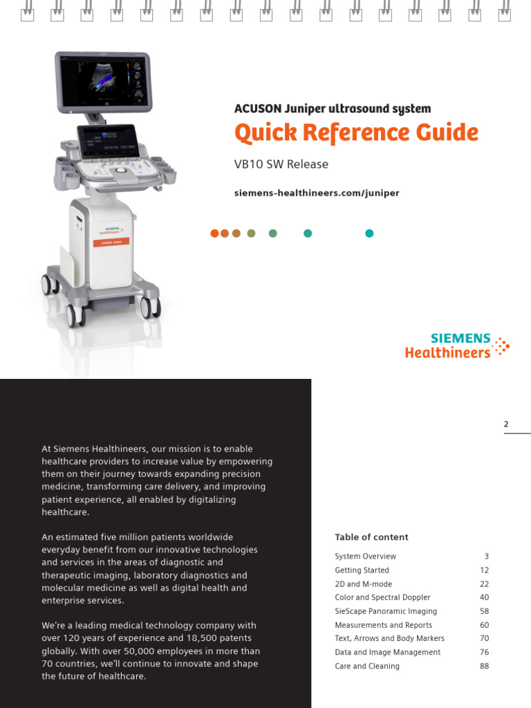 ACUSON Juniper Quick Reference Guide | PDF | Medical Ultrasound ...