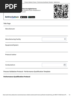 Process Validation Protocol - Performance Qualification Template - SafetyCulture
