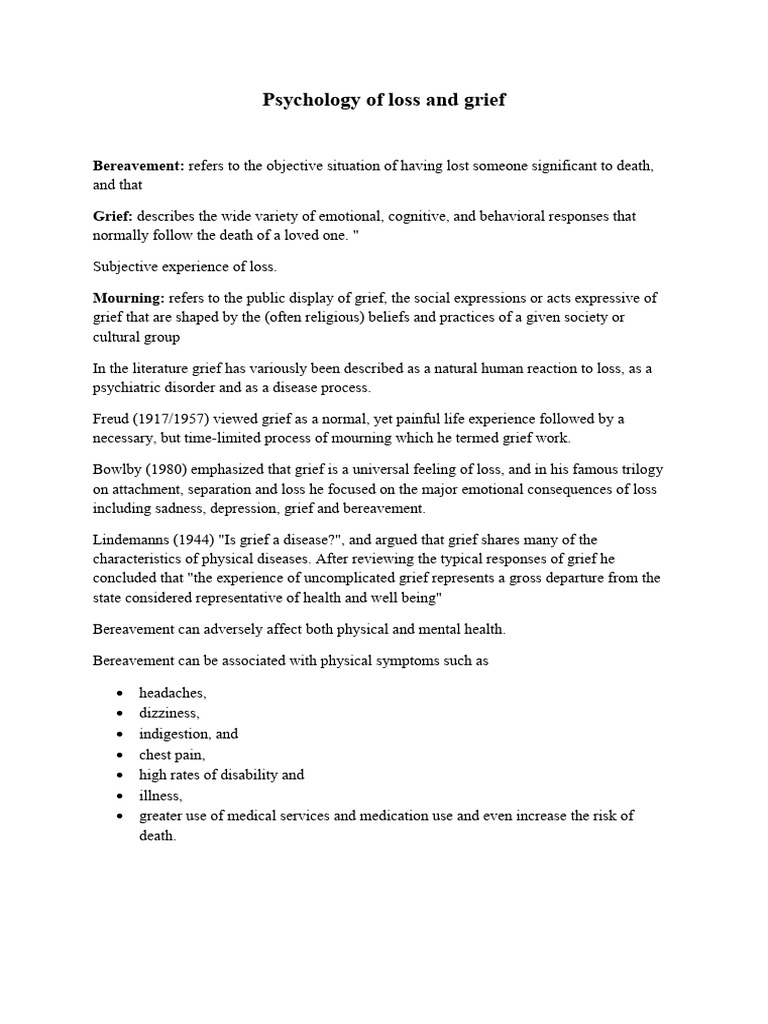 Understanding Grief and Loss Psychology | PDF | Grief | Mental Disorder