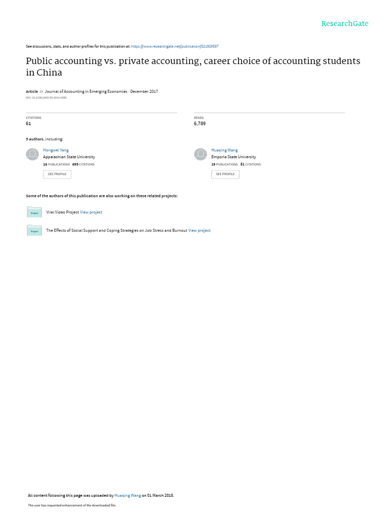 Public accounting vs. private accounting, career choice of accounting