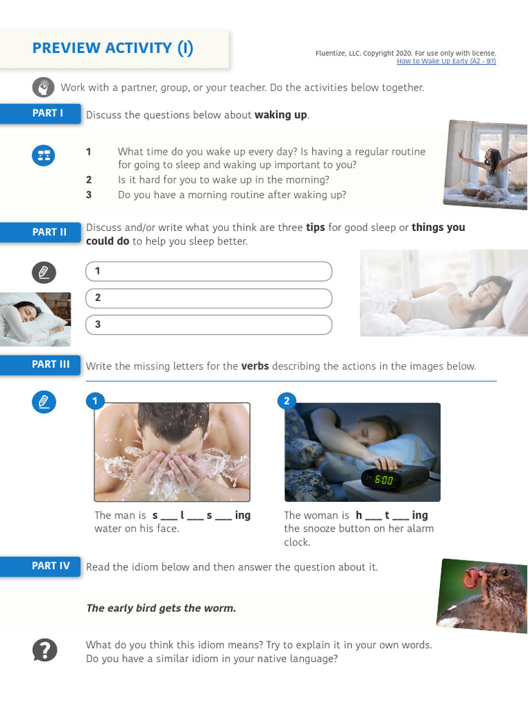 How To Wake Up Early Lessonplan | PDF | Sleep | Linguistics