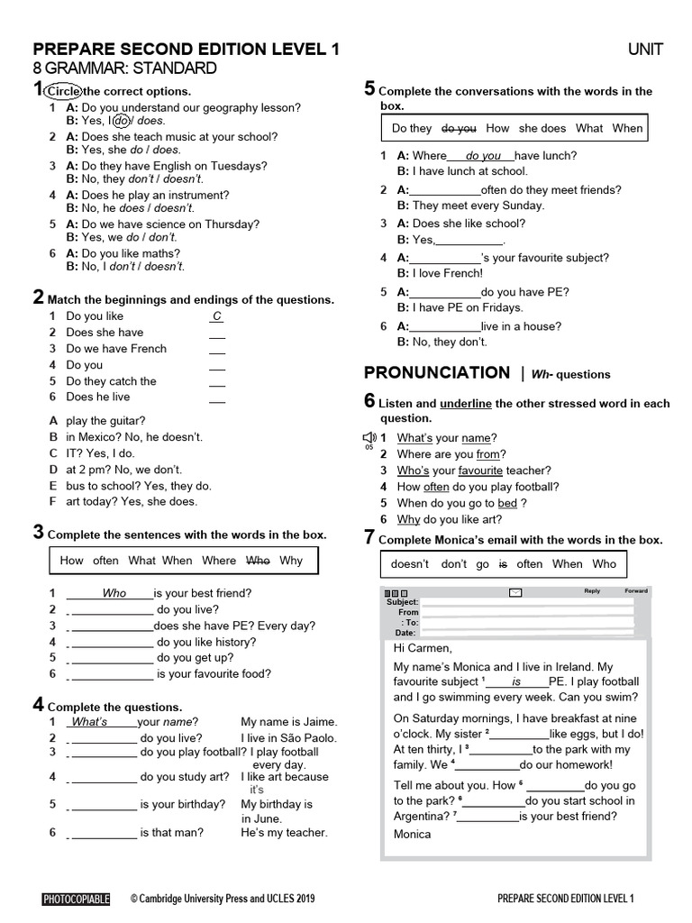 Prepare 1 Grammar Standard Unit 08 Pdf Linguistics