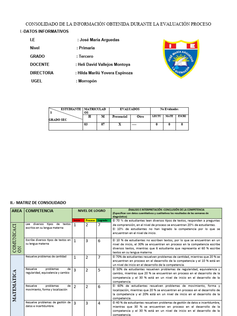 Consolidado Evaluacion Proceso Julio 2024 | PDF | Cognición