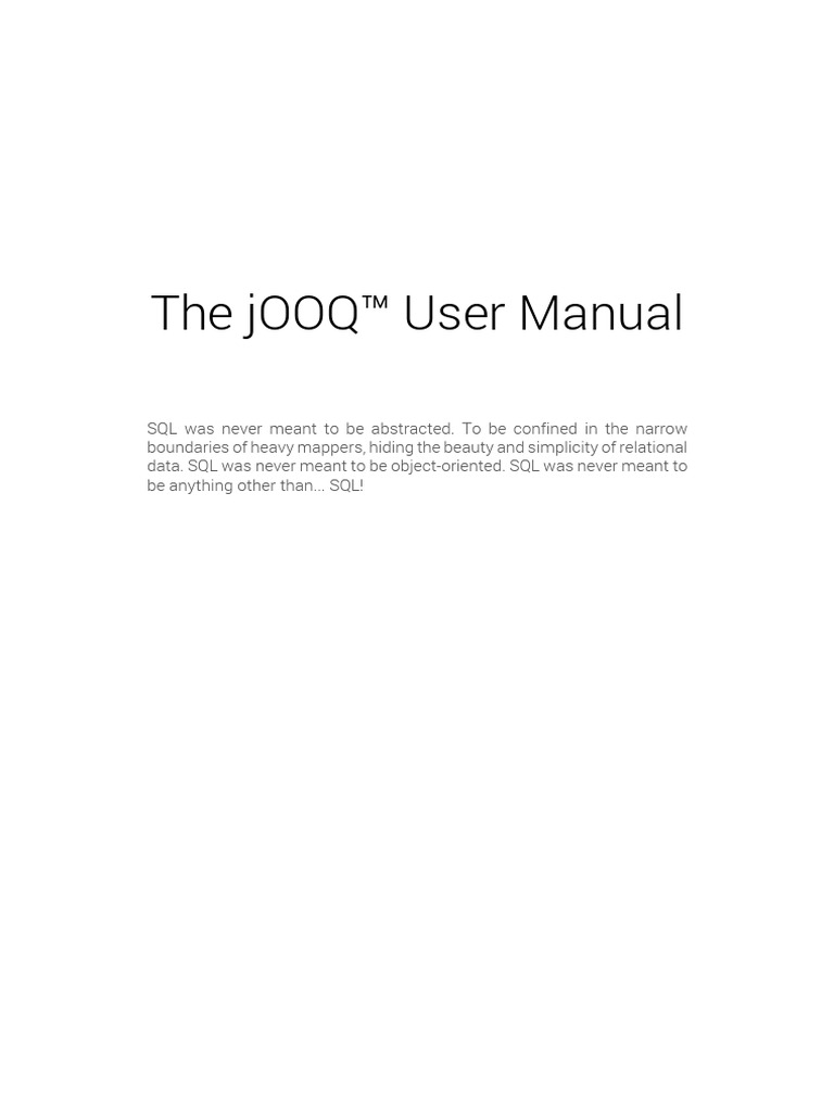 jOOQ User Manual Overview | PDF | Sql | Software Development