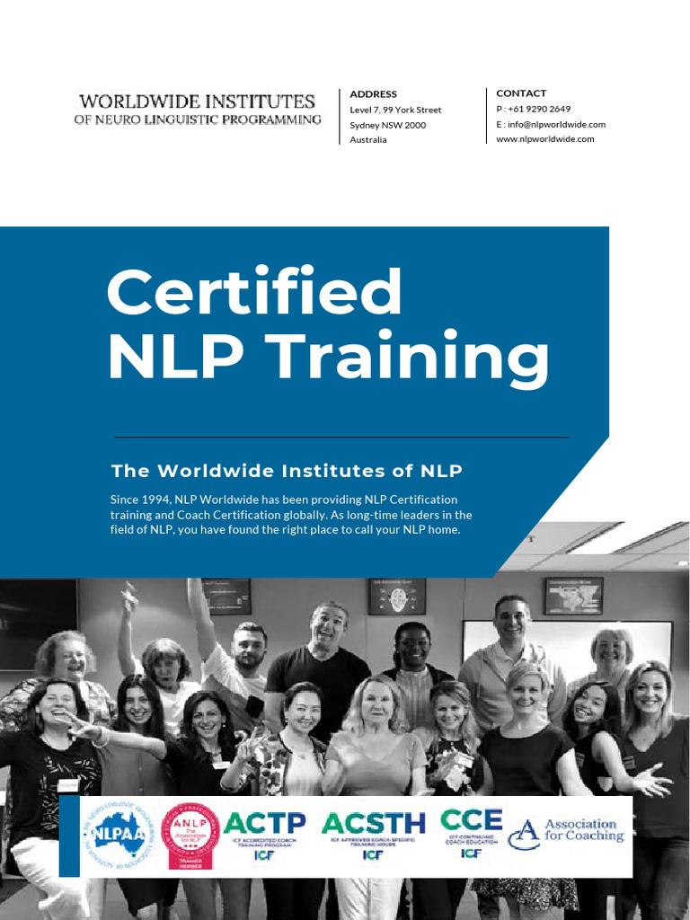 N LP Worldwide Training Guide PDF Neuro Linguistic Programming