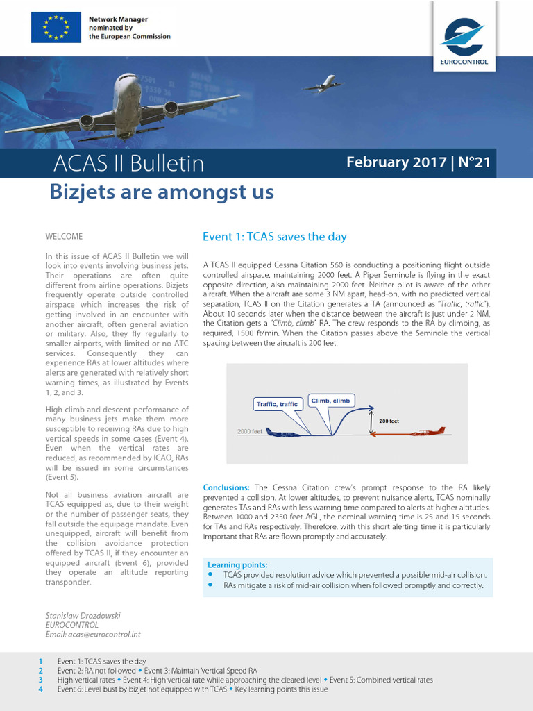 ACAS II Bulletin: Bizjets Are Amongst Us | PDF | Aviation | Aviation Safety