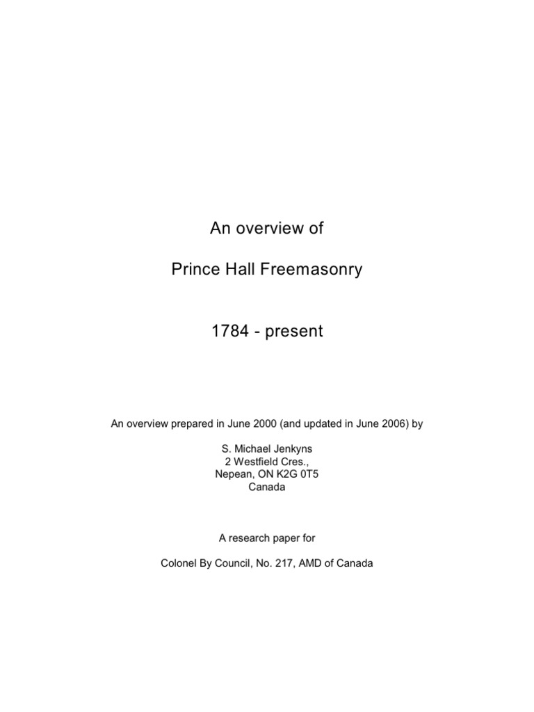 Prince Hall Masonry Overview 2006 Jenkyns PHM | PDF | Freemasonry ...
