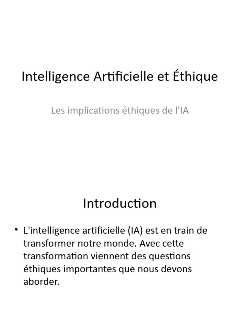 Éthique de l'Intelligence Artificielle | PDF | Intelligence ...