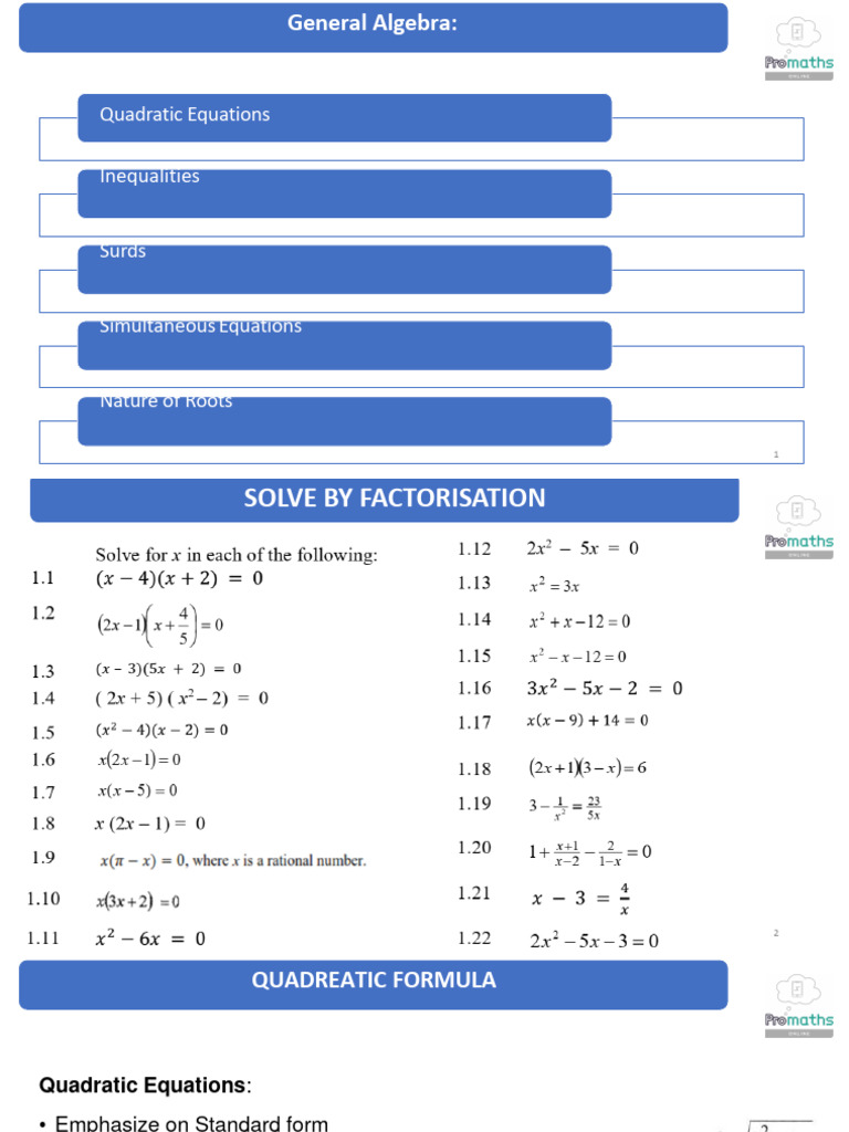 Mastering Quadratic Equations and Surds | PDF | Quadratic Equation ...