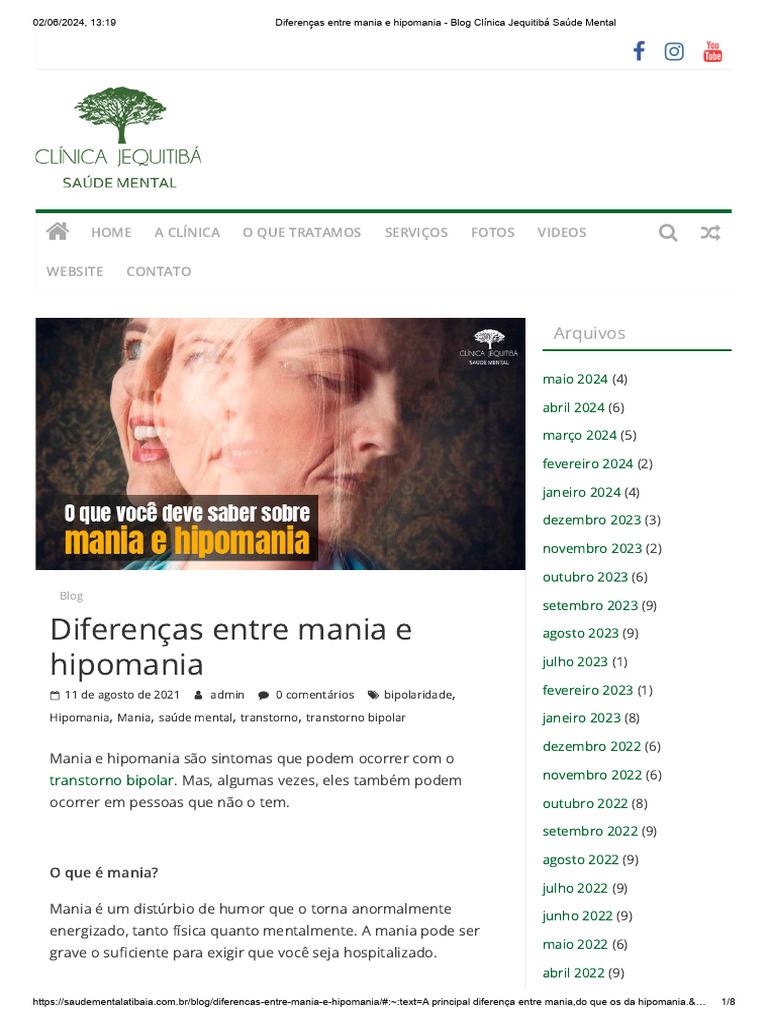 Diferenças Entre Mania e Hipomania - Blog Clínica Jequitibá Saúde ...