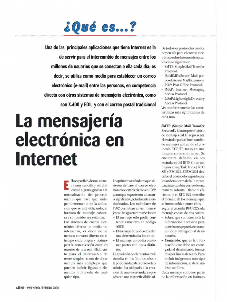 Bit 119 Que Es - La Mensajeria Electronica en Internet | PDF | Red de ...