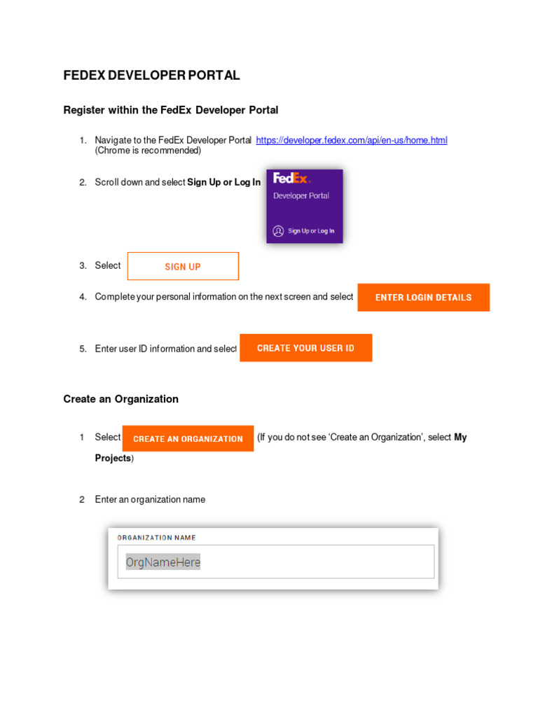 FedEx Developer Portal Guide | PDF | Login | Software