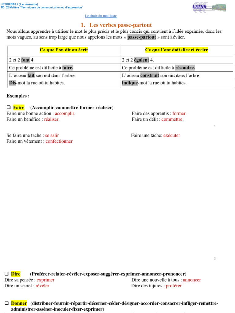 Choisir le mot juste en communication | PDF | Clause | Verbe