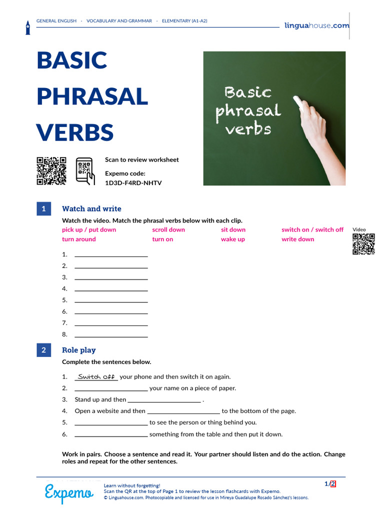 Basic Phrasal Verbs British English Teacher | PDF | Object (Grammar) | Verb