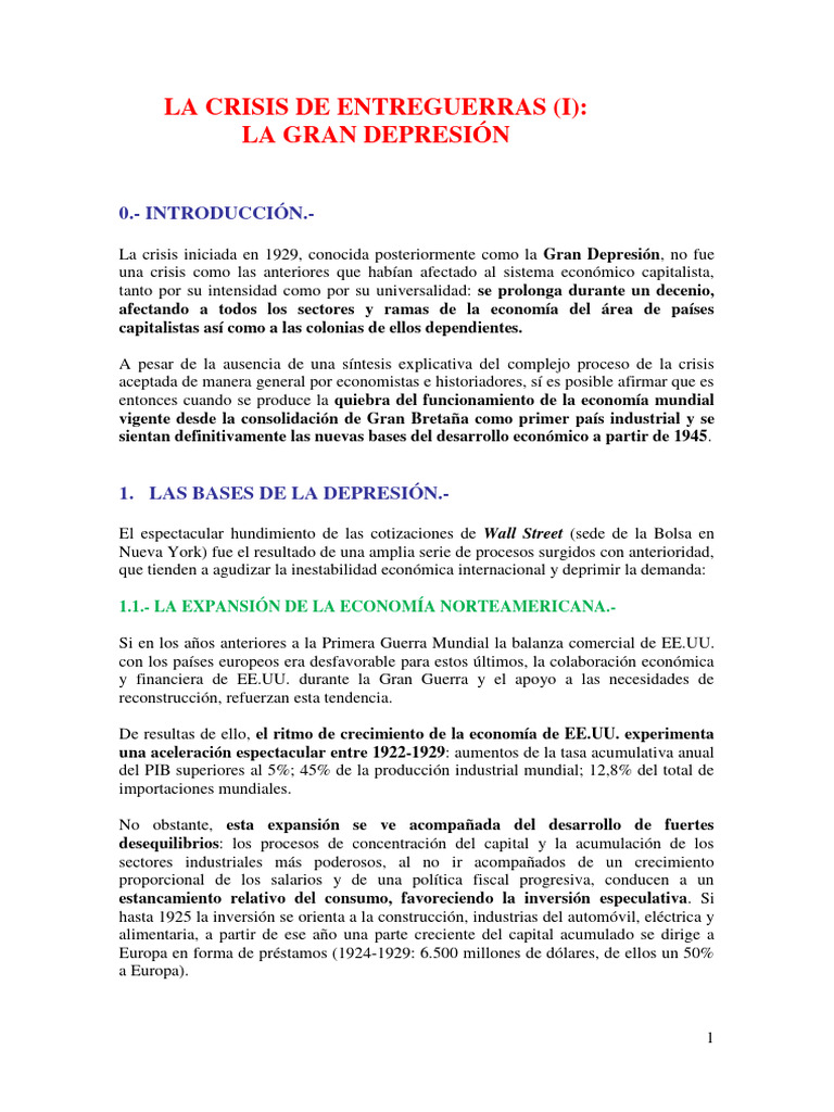 La Gran Depresión: Causas y Efectos | PDF | Nuevo acuerdo | Proteccionismo