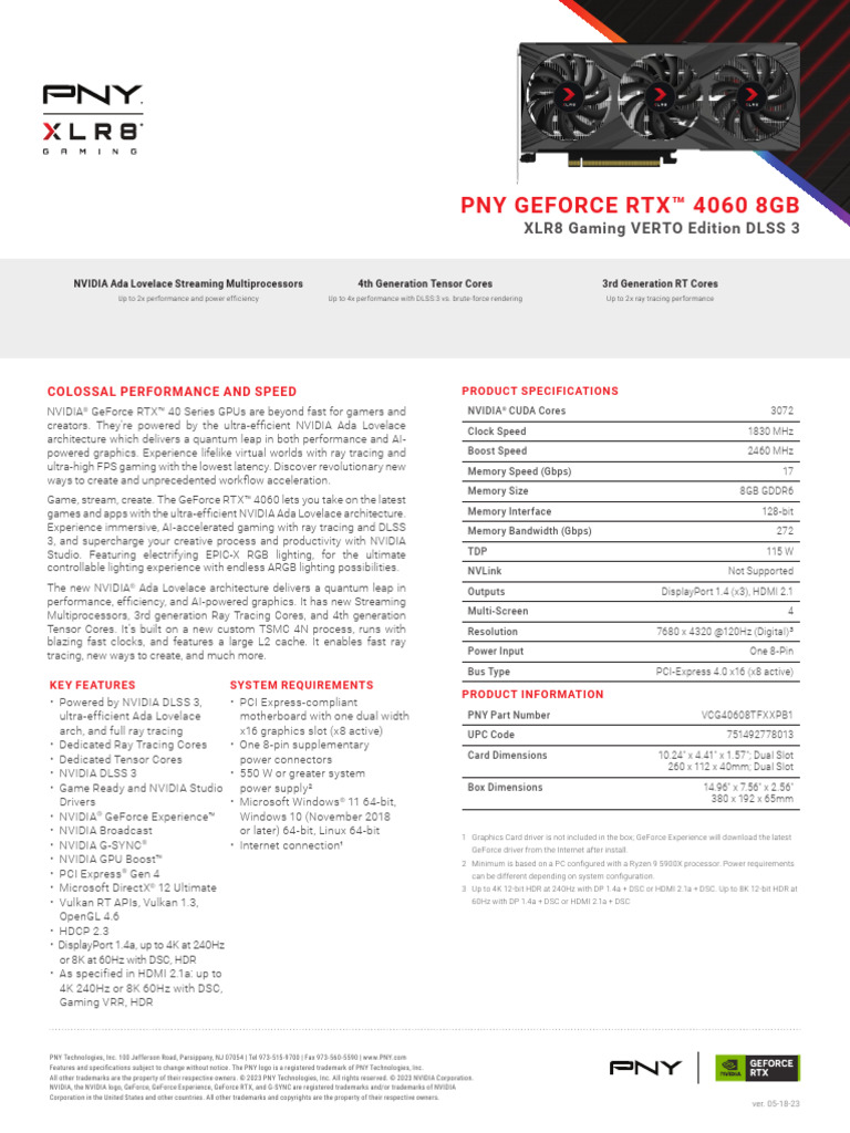 xlr8 Geforce RTX 4060 8gb Epic X TF B | PDF | Graphics Processing Unit ...