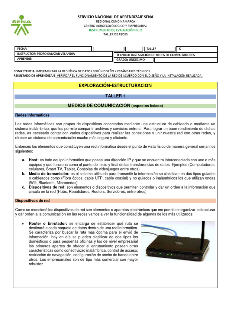 Taller de Redes: Instalación y Medios | PDF | Red de computadoras ...