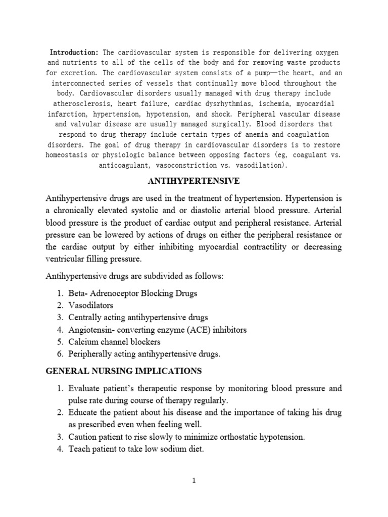 Prazosin and Polythiazide Overview | PDF | Hypertension | Blood Pressure