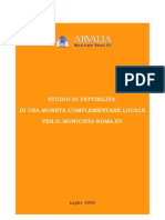 Studio Di Fattibilita Di Una Moneta Complementare Locale Per Il Municipio Roma XV - Arvalia