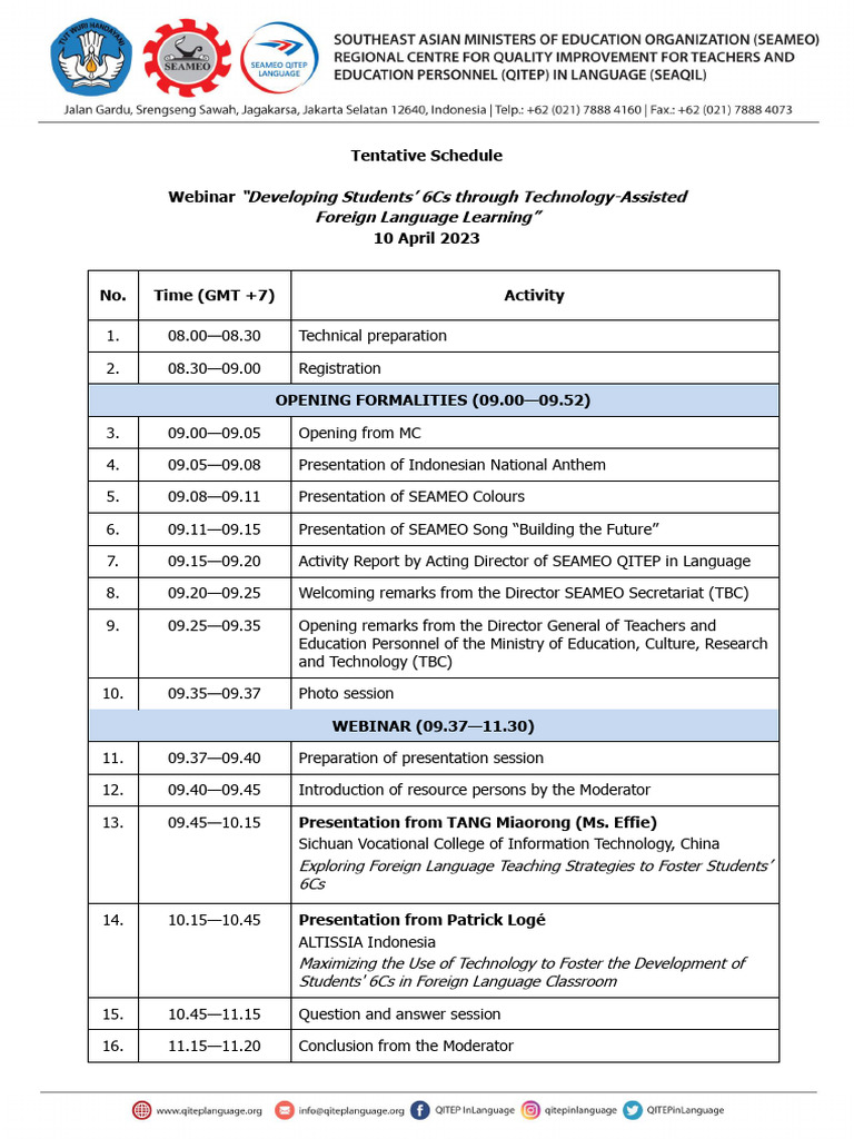 Webinar Tentative Schedule | PDF | Science & Mathematics