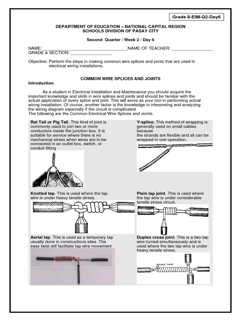 Common Electrical Wire Splices Guide | PDF | Electrical Wiring | Wire