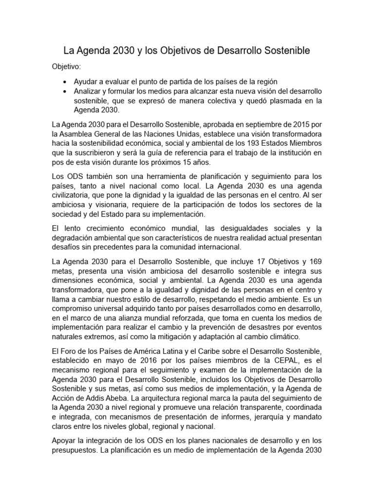 Agenda 2030 y ODS: Desarrollo Sostenible | PDF | Sustentabilidad | Agua