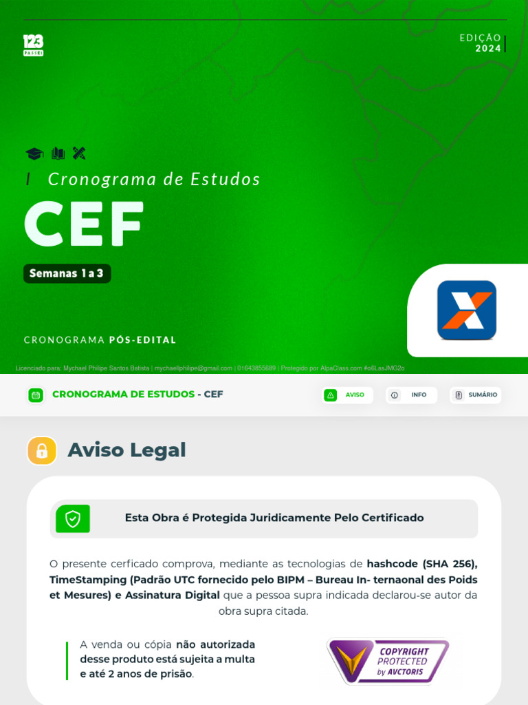 Cronograma de Estudos CEF 2024 | PDF | Juros | Emoções