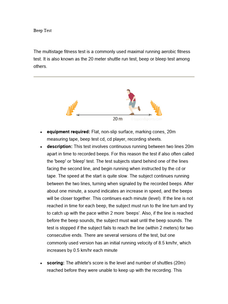 Beep test pdf science mathematics computers
