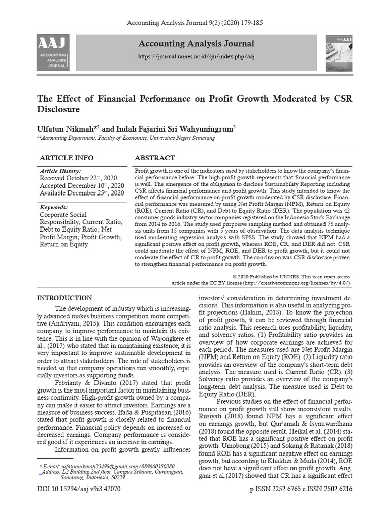 Impact of Financial Performance on Profit Growth | PDF | Corporate ...