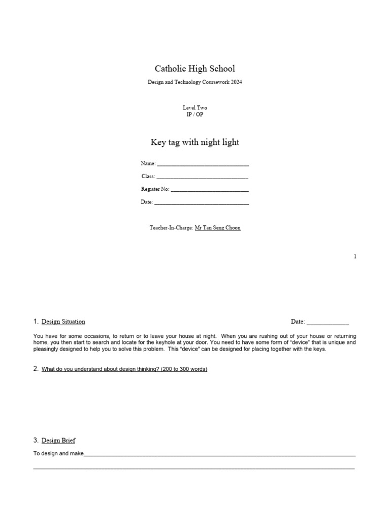 Key Tag Design Project for Night Use | PDF | Design | Human Factors And ...