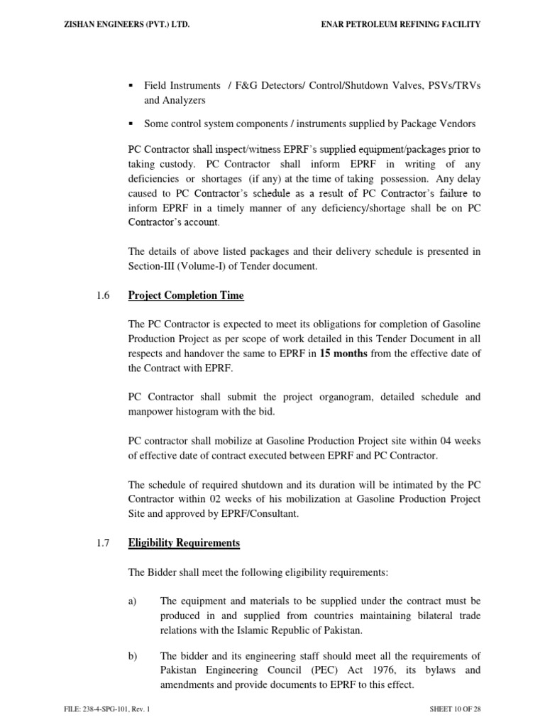 EPRF Gasoline Project Contractor Guidelines | PDF