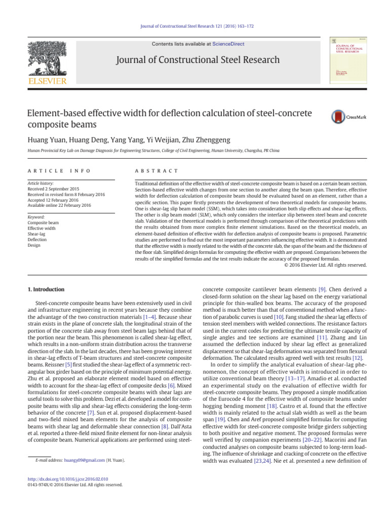 Element-Based Effective Width for Composite Beams | PDF | Beam ...