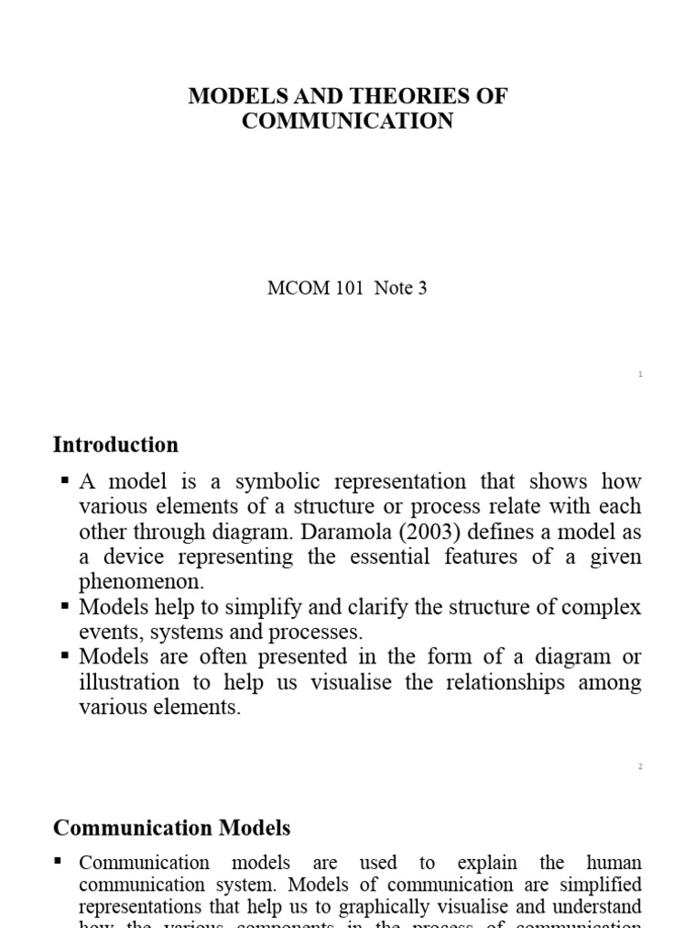 Communication Models and Theories Overview | PDF | Communication ...