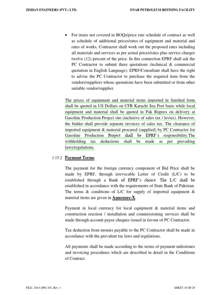 EPRF Payment Terms and Procurement Guidelines | PDF | Payments | Prices