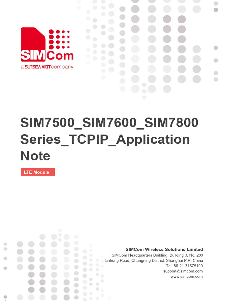 SIM7500 - SIM7600 - SIM7800 Series - TCPIP - Application Note - V3.00 ...