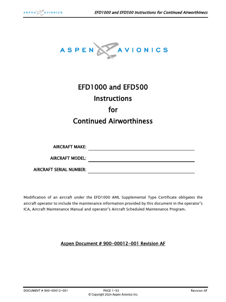 EFD1000/EFD500 Airworthiness Instructions | PDF | Wi Fi | Aerospace