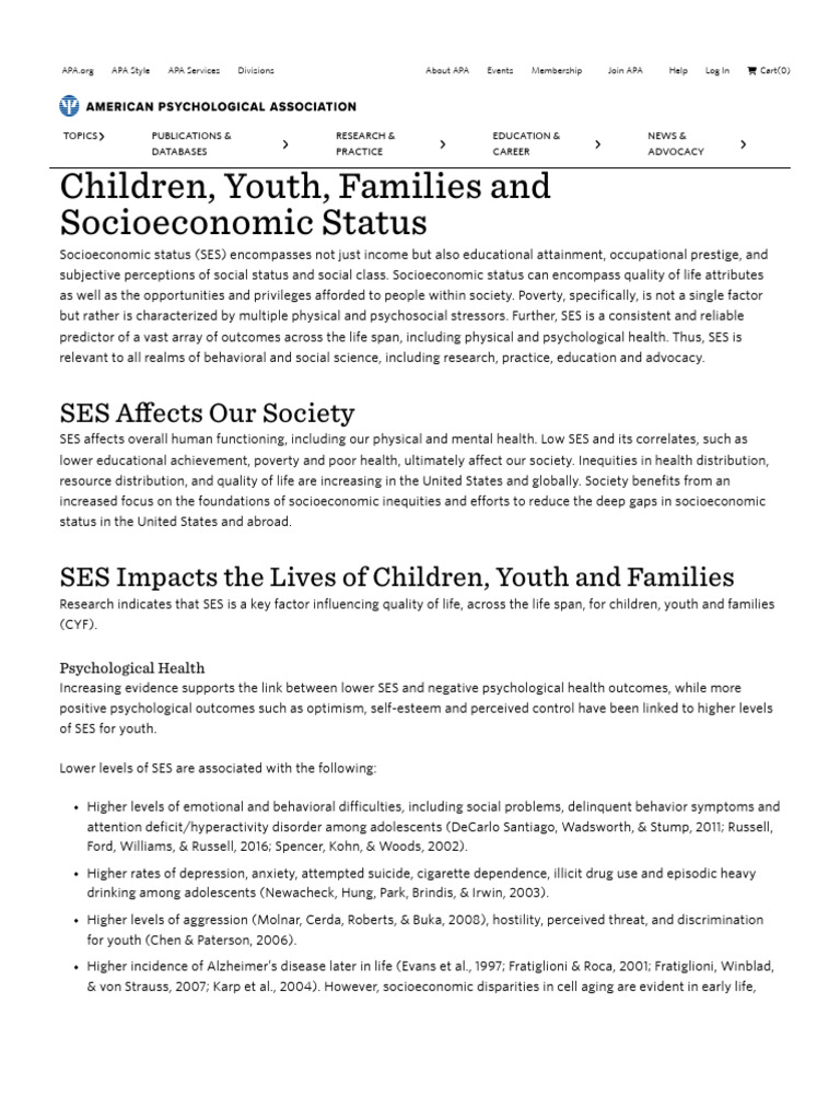 Impact of Socioeconomic Status on Families | PDF | Socioeconomic Status ...