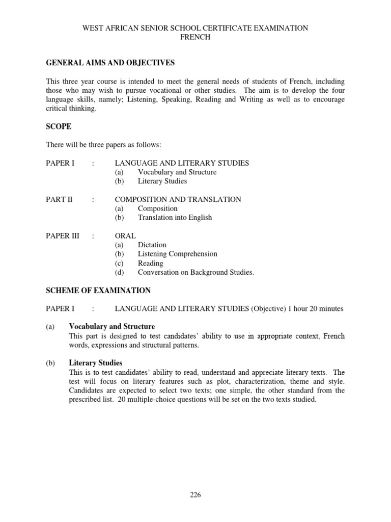 West African French Exam Syllabus Overview | PDF | Part Of Speech ...